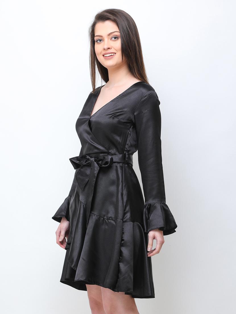 tie front solid layered dress - 18341974 -  Standard Image - 1
