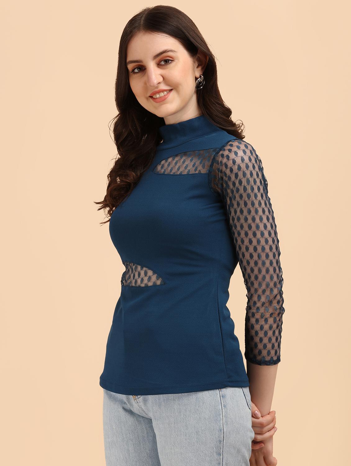 long-sleeved laced a line top - 18342035 - Standard Image - 1