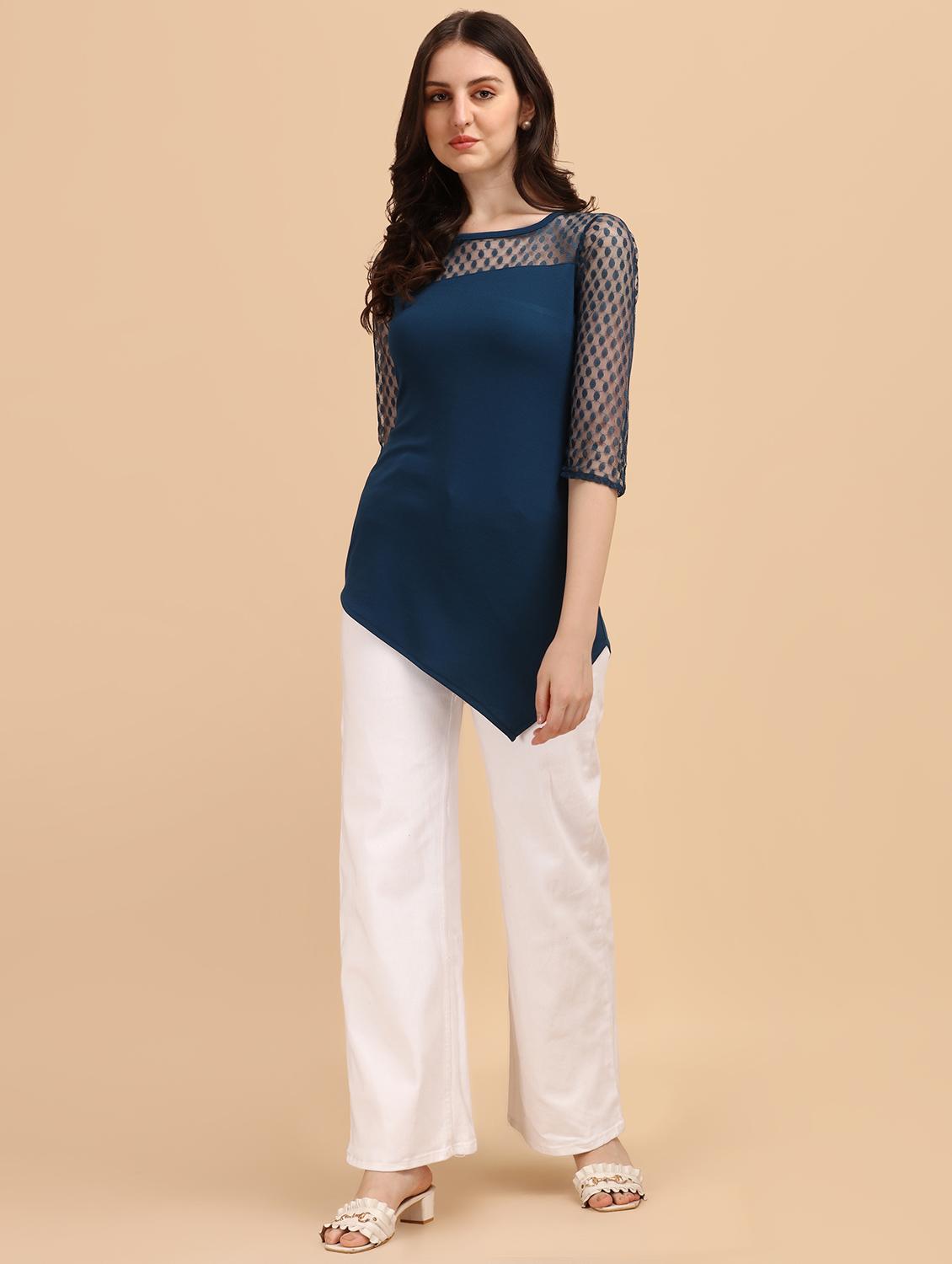 long-sleeved laced a line top - 18342047 - Standard Image - 4