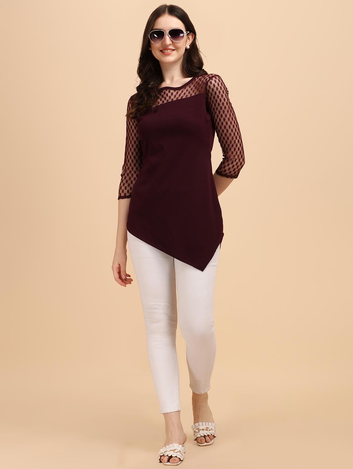 long-sleeved laced a line top - 18342049 - Standard Image - 4