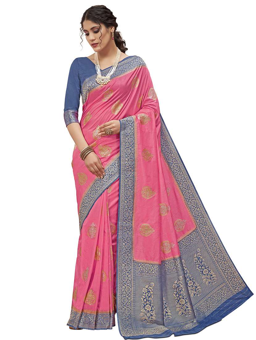 self design woven saree with blouse 