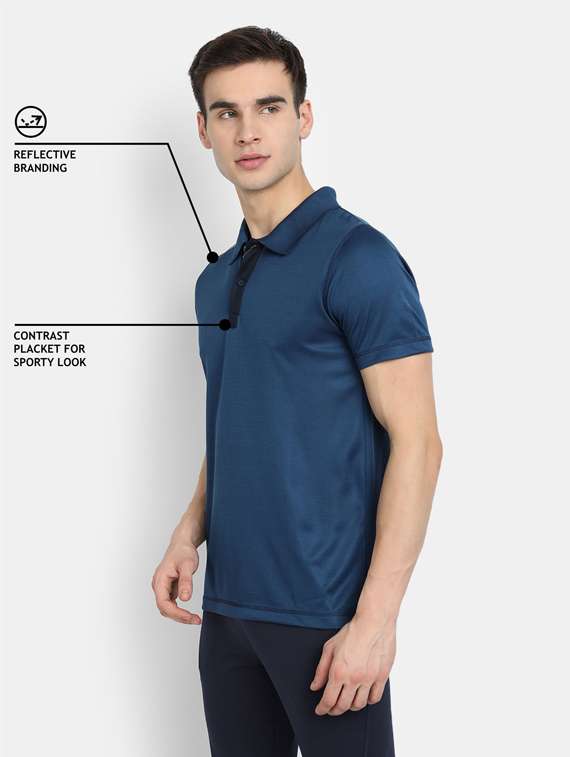 navy-blue solid polo t-shirt - 18342362 -  Standard Image - 1