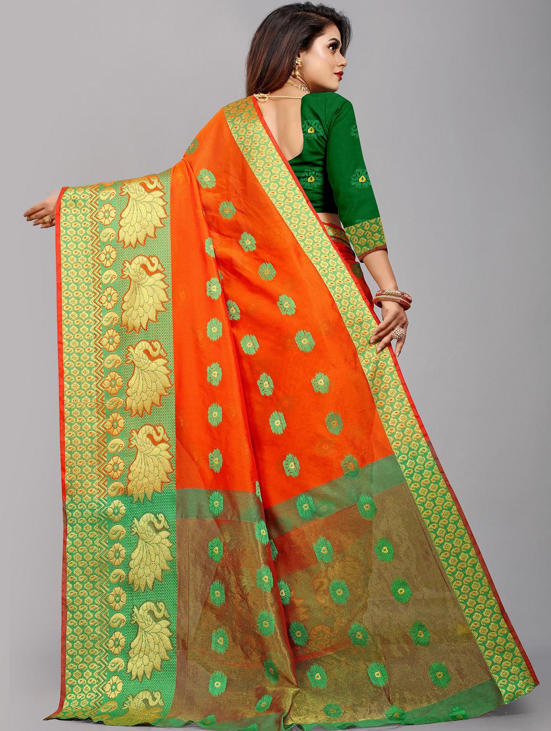 orange art silk mysore saree - 18342520 - Standard Image - 1