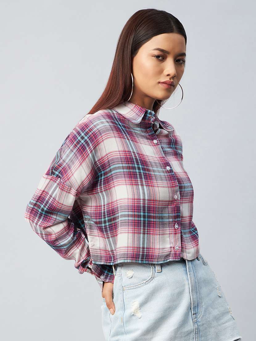 curved hem checkered shirt - 18342577 -  Standard Image - 1