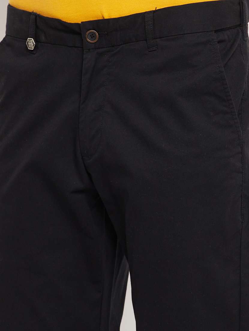 black solid casual trouser - 18344678 -  Standard Image - 4