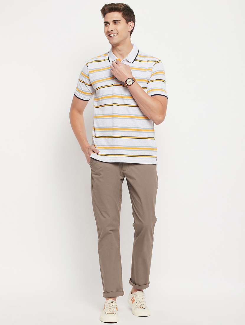 beige solid casual trouser - 18344680 -  Standard Image - 1