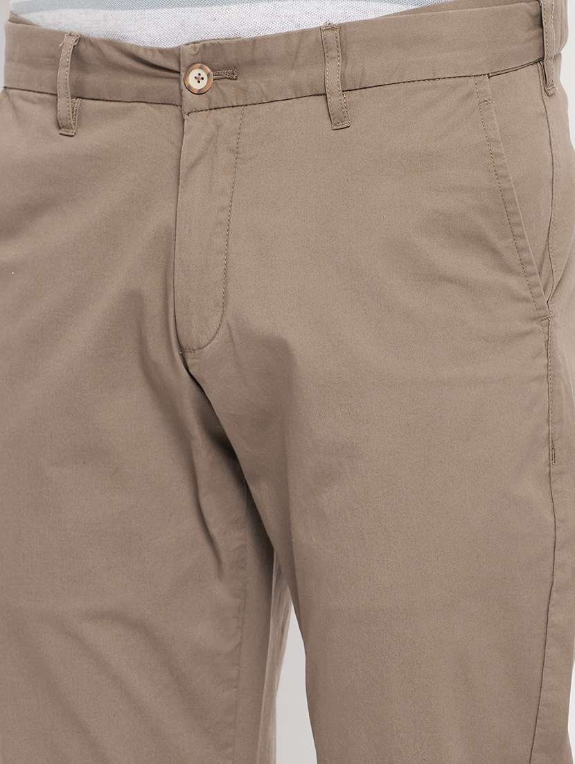 beige solid casual trouser - 18344680 -  Standard Image - 4