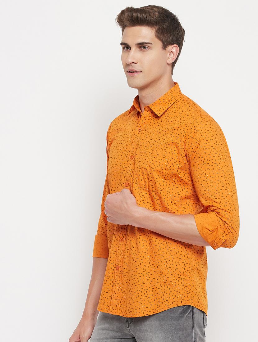 orange printed casual shirt - 18344682 - Standard Image - 1