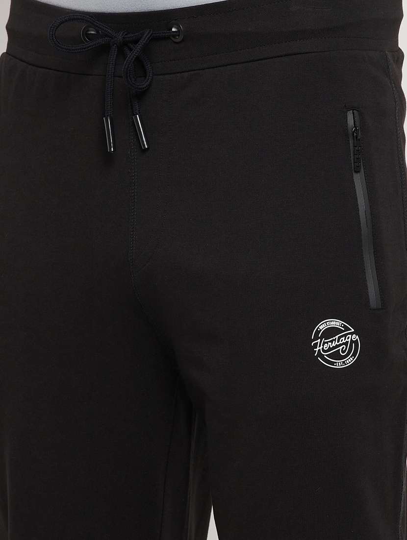 black solid track pant - 18344692 -  Standard Image - 4