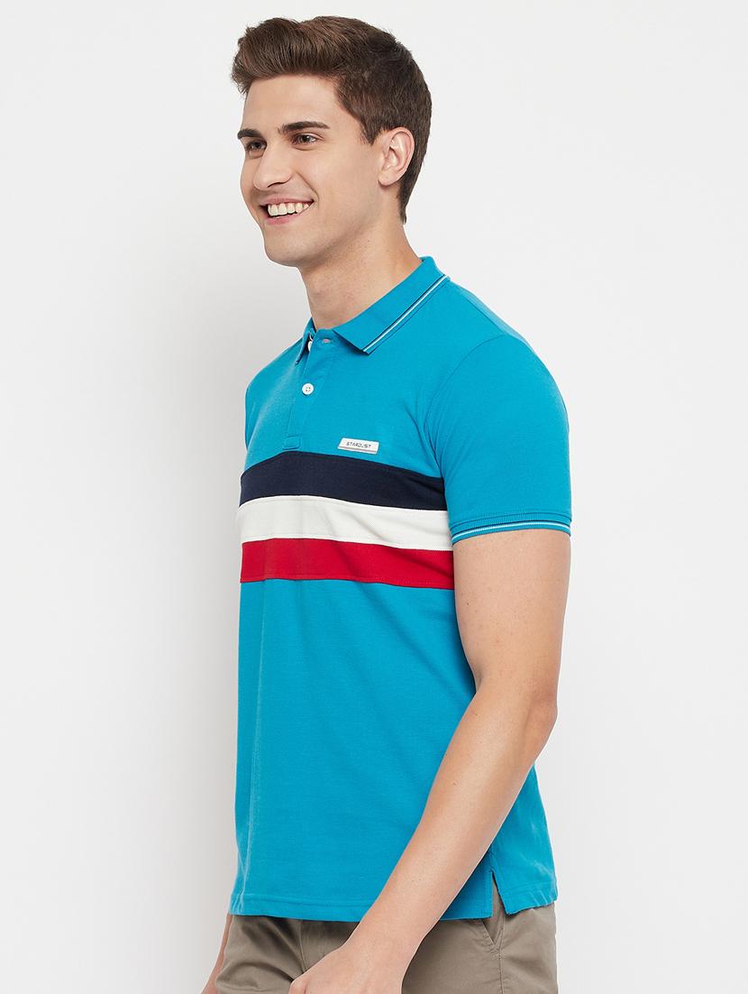turquoise striped polo t-shirt - 18344715 - Standard Image - 1