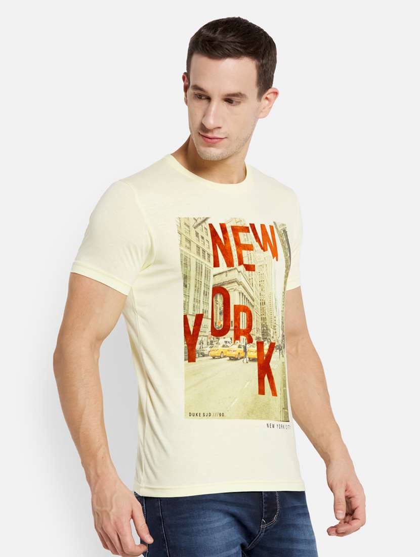 yellow front print t-shirt - 18344718 -  Standard Image - 1
