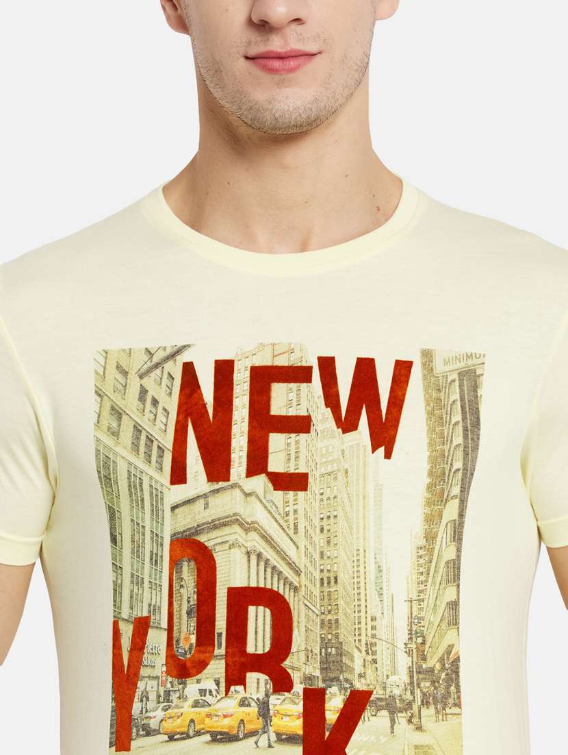 yellow front print t-shirt - 18344718 -  Standard Image - 4