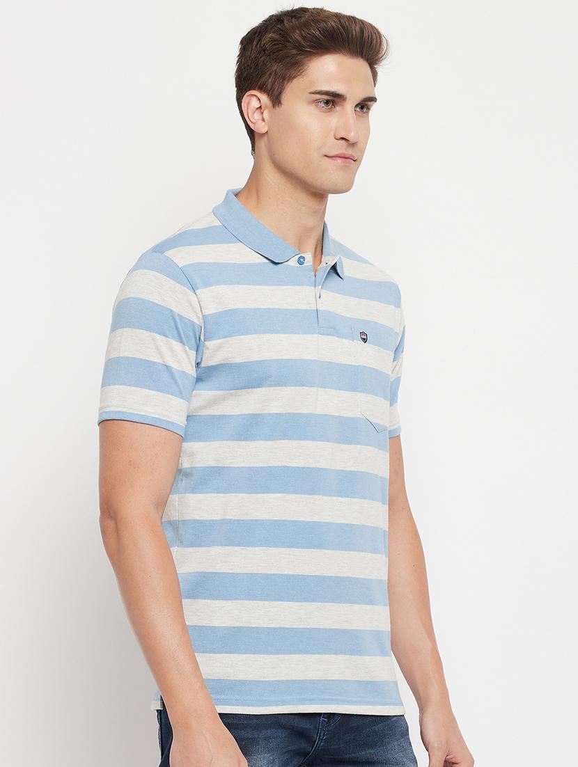 light blue striped polo t-shirt - 18344722 - Standard Image - 1