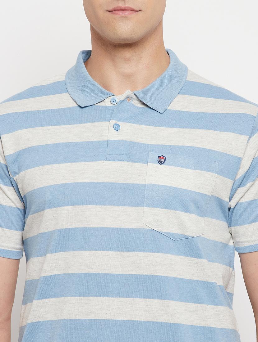 light blue striped polo t-shirt - 18344722 - Standard Image - 4