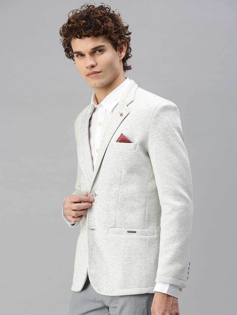 white melange casual blazer - 18344821 -  Standard Image - 1