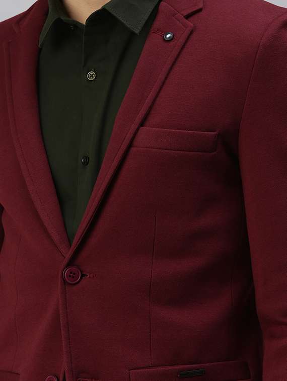 maroon solid casual blazer - 18344822 -  Standard Image - 4