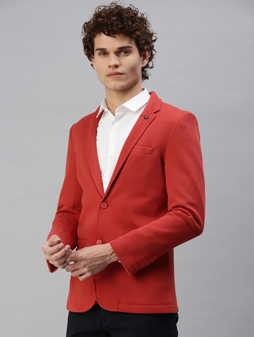 red solid casual blazer - 18344824 - Standard Image - 1