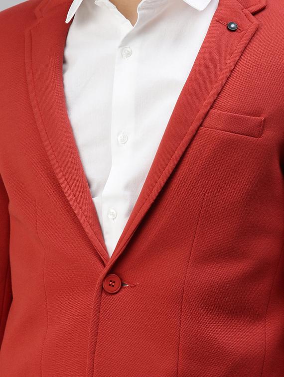 red solid casual blazer - 18344824 - Standard Image - 4