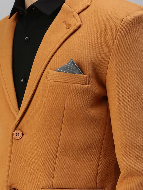 orange solid casual blazer - 18344825 - Standard Image - 4