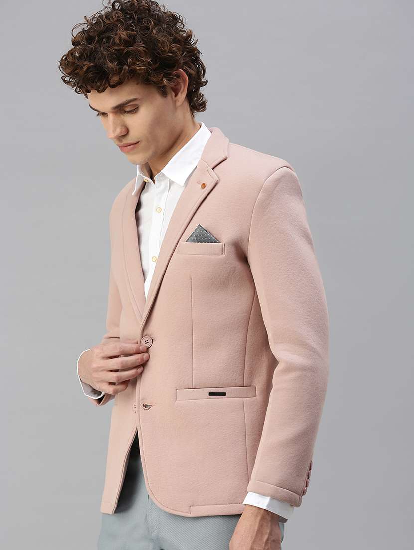 pink solid casual blazer - 18344827 -  Standard Image - 1