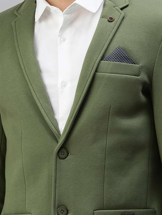 green solid casual blazer - 18344831 -  Standard Image - 4