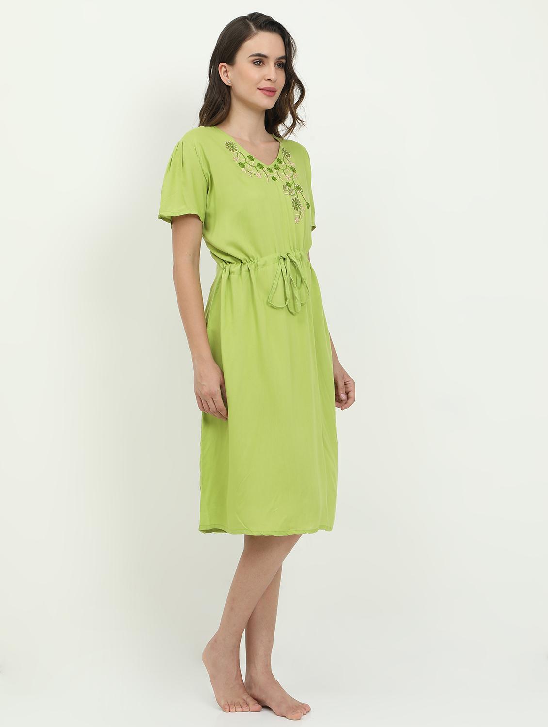 drawstring waist embroidered detail sleepshirt - 18345154 - Standard Image - 1