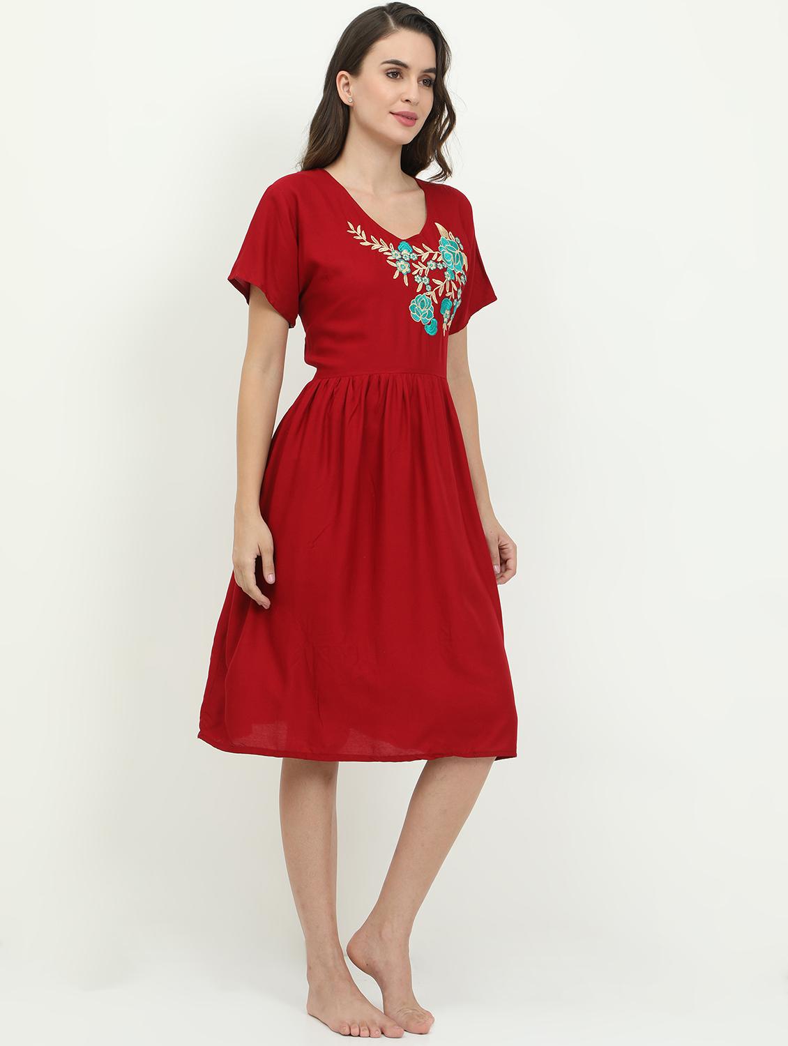 v-neck embroidered detail sleepshirt - 18345163 - Standard Image - 1
