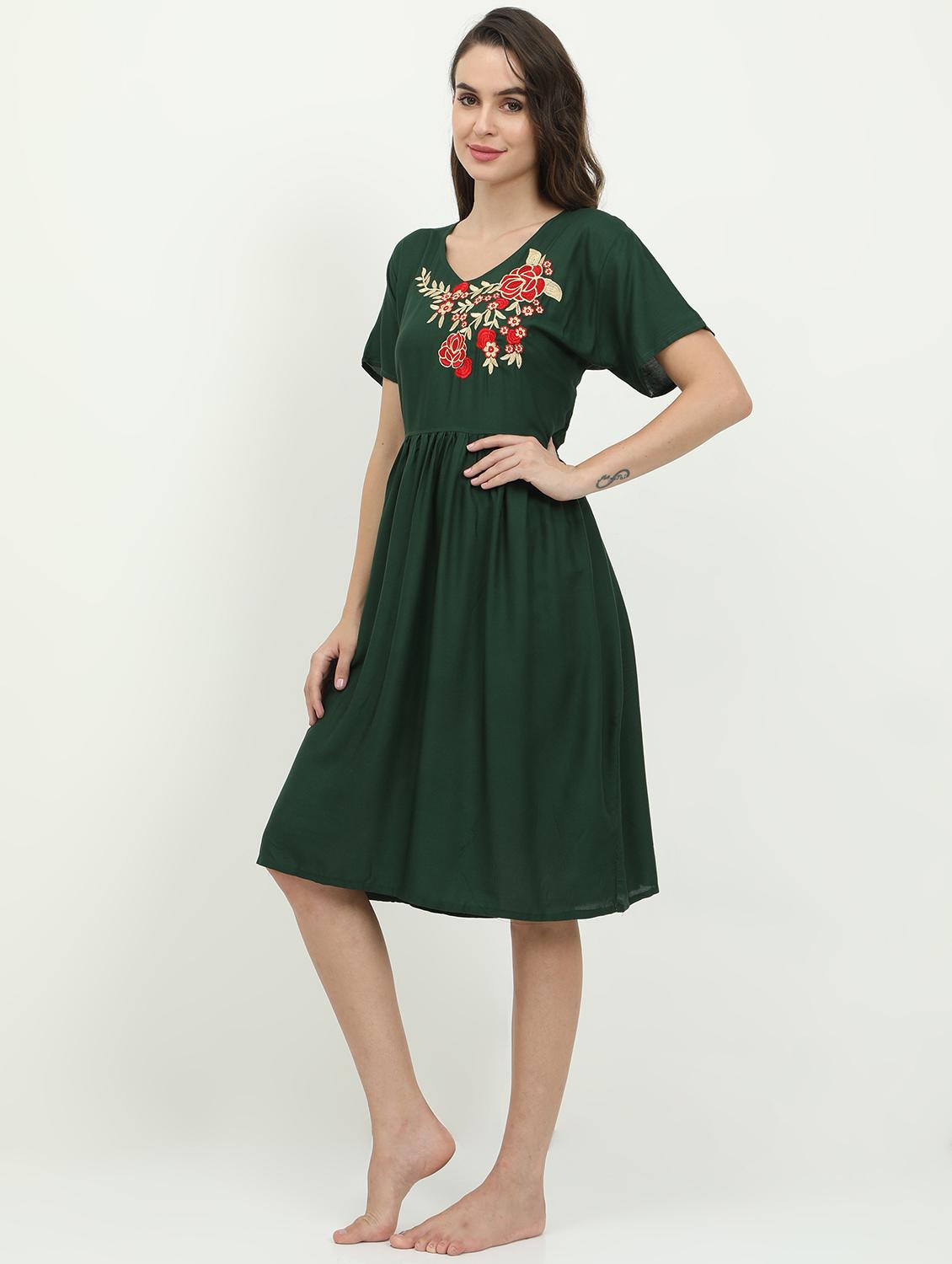v-neck embroidered detail sleepshirt  - 18345166 -  Standard Image - 1