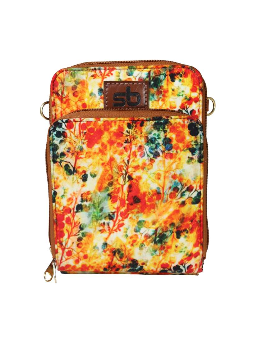 orange printed regular sling bag
