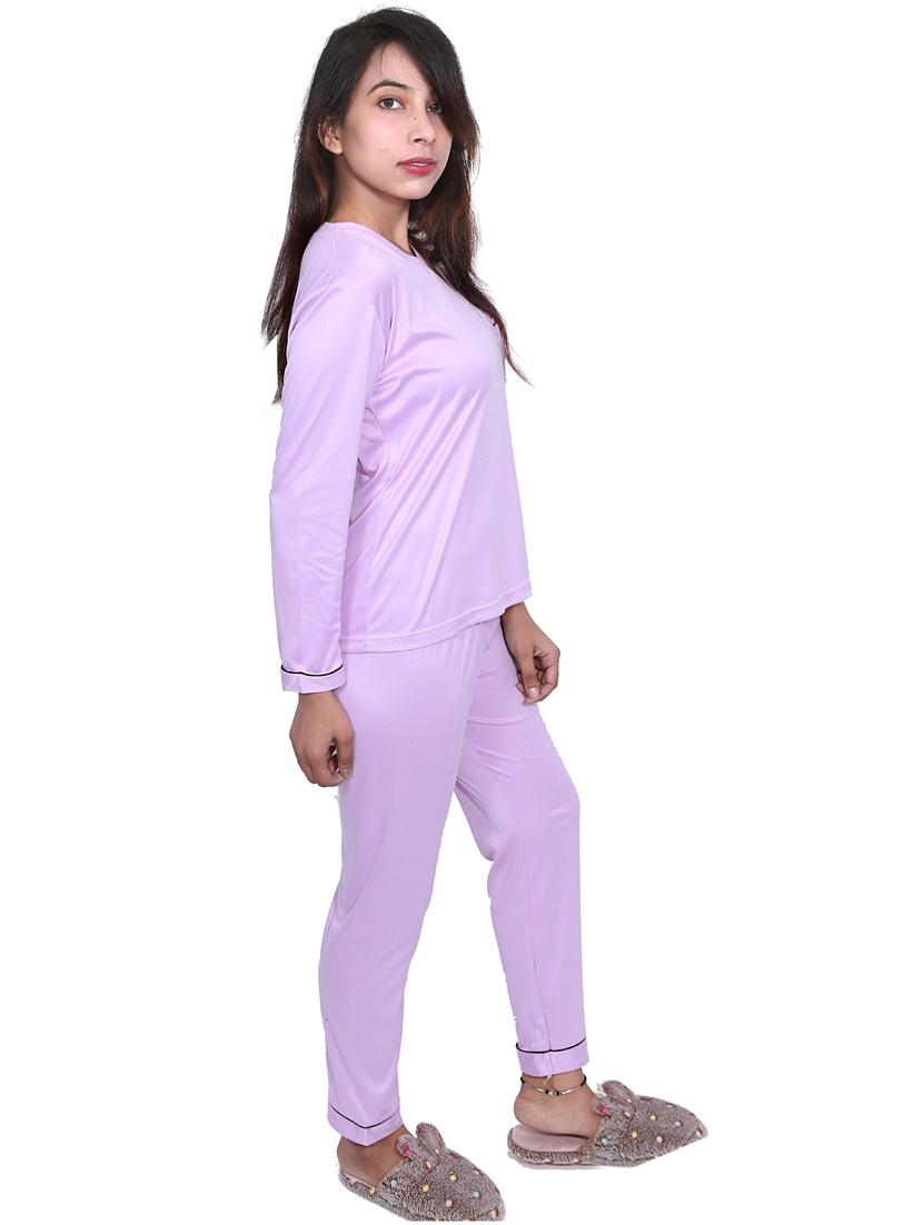 lavender solid nightwear pajama set - 18345286 - Standard Image - 1