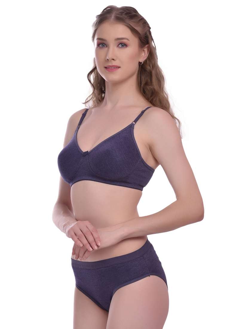 blue solid bra and panty set - 18345537 -  Standard Image - 1