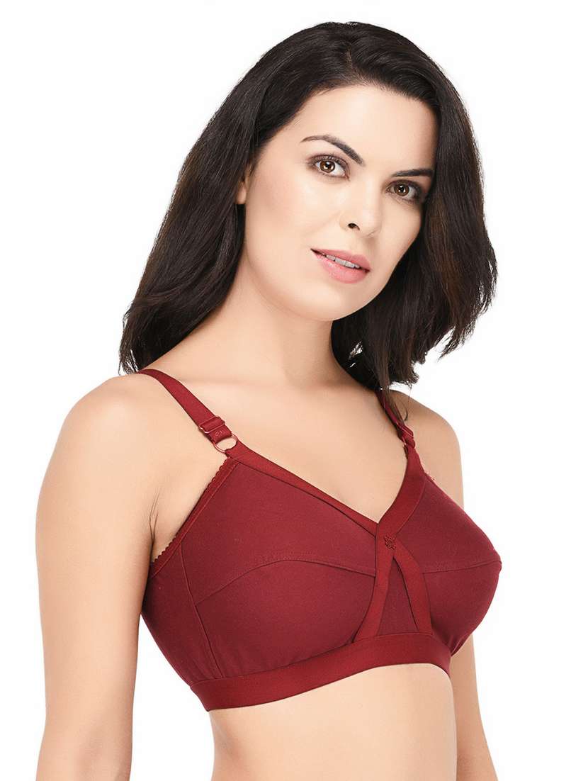 maroon solid regular bra - 18345553 -  Standard Image - 1