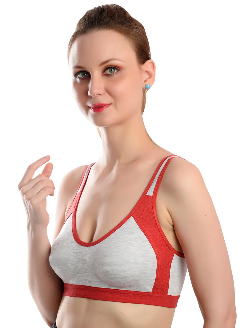 grey color block sports bra - 18345563 - Standard Image - 1