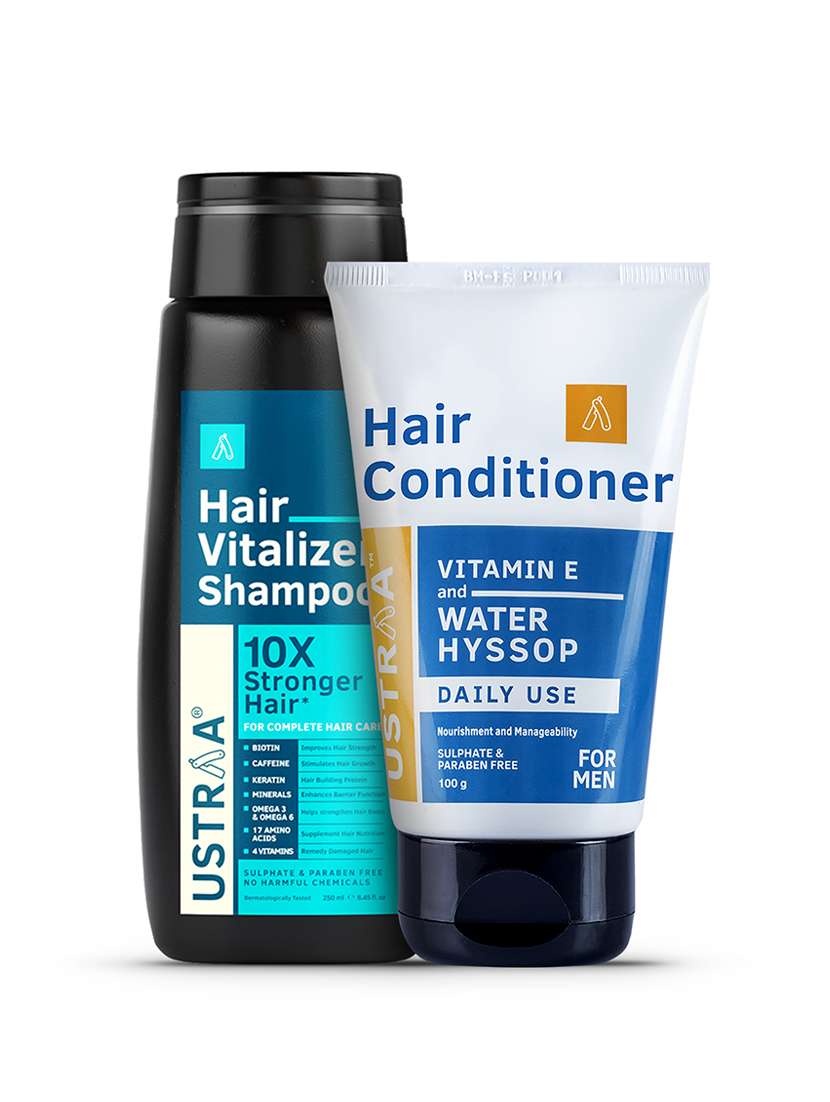 ustraa hair vitalizer shampoo - 250ml & daily-use hair conditioner - 100g