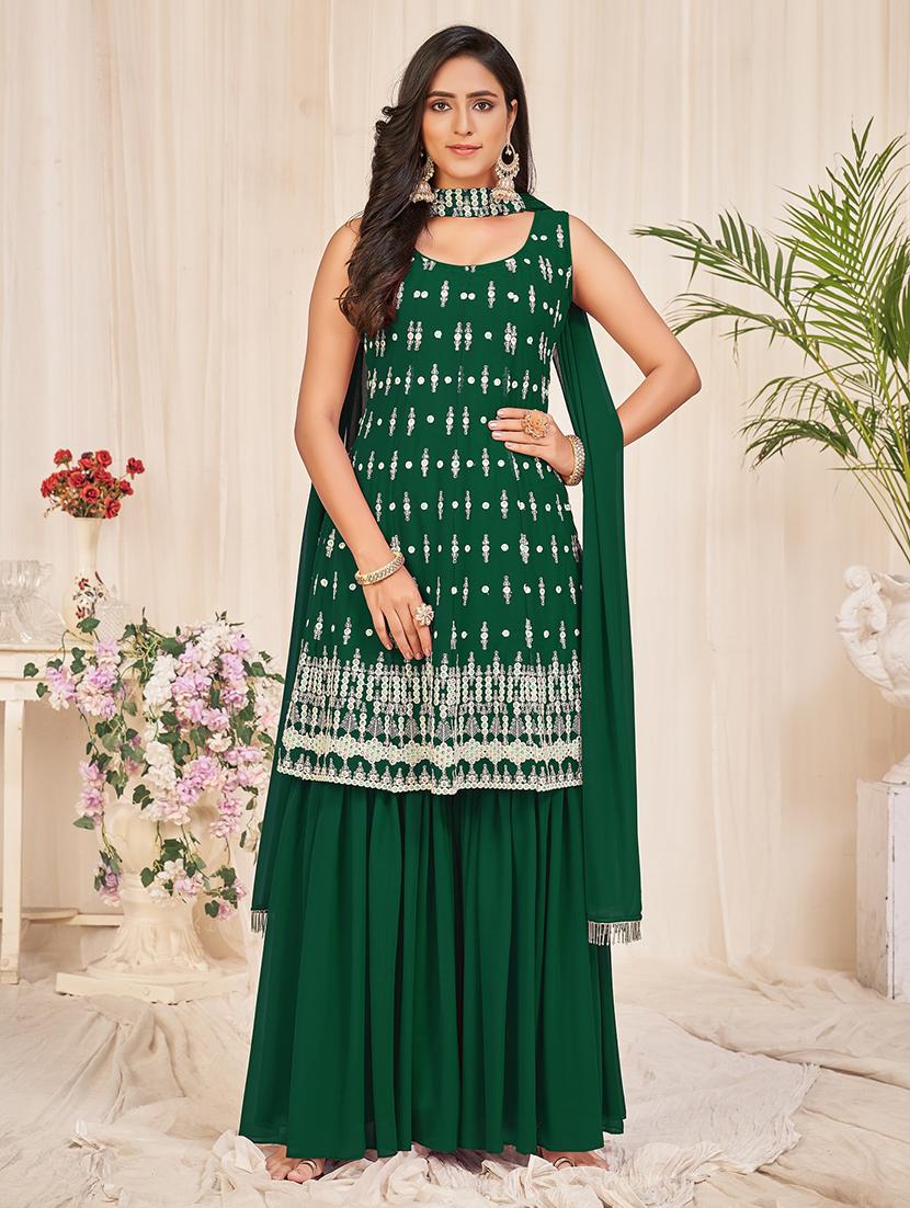 embroidered unstitched sharara suit set - 18345931 - Zoom Image - 0