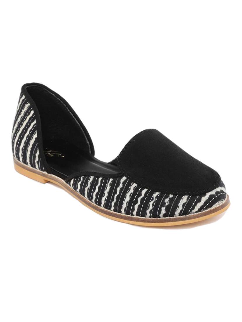 black fabric slip on ballerina