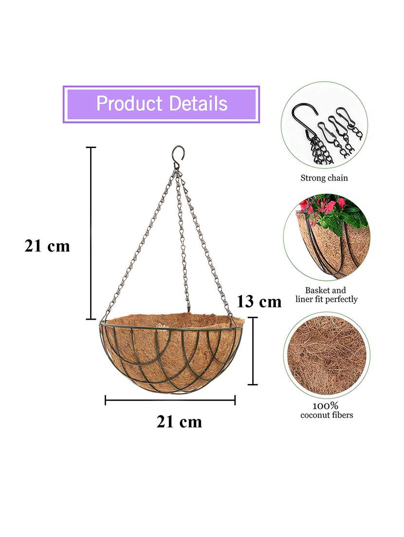 coirgarden-coir hanging planter pots-garden decoration indoor and outdoor -8inch-pack 4 - 18346096 -  Standard Image - 1