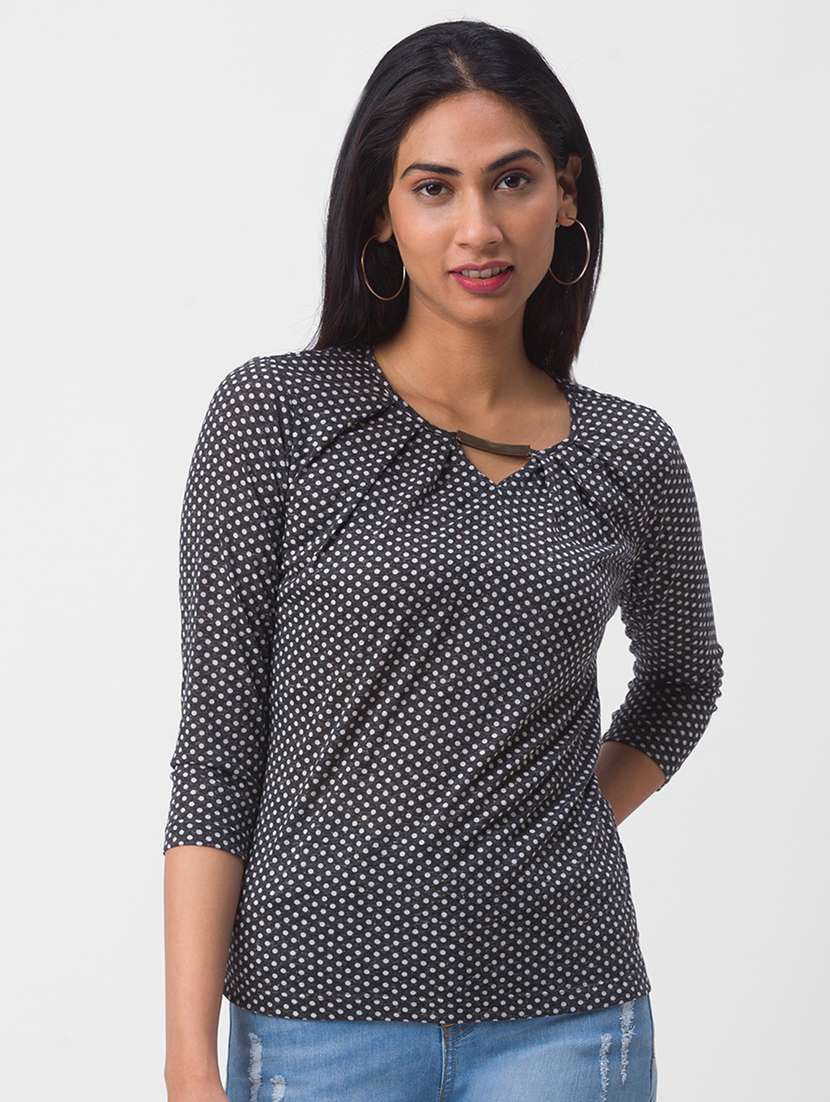 women's straight key hole neck top