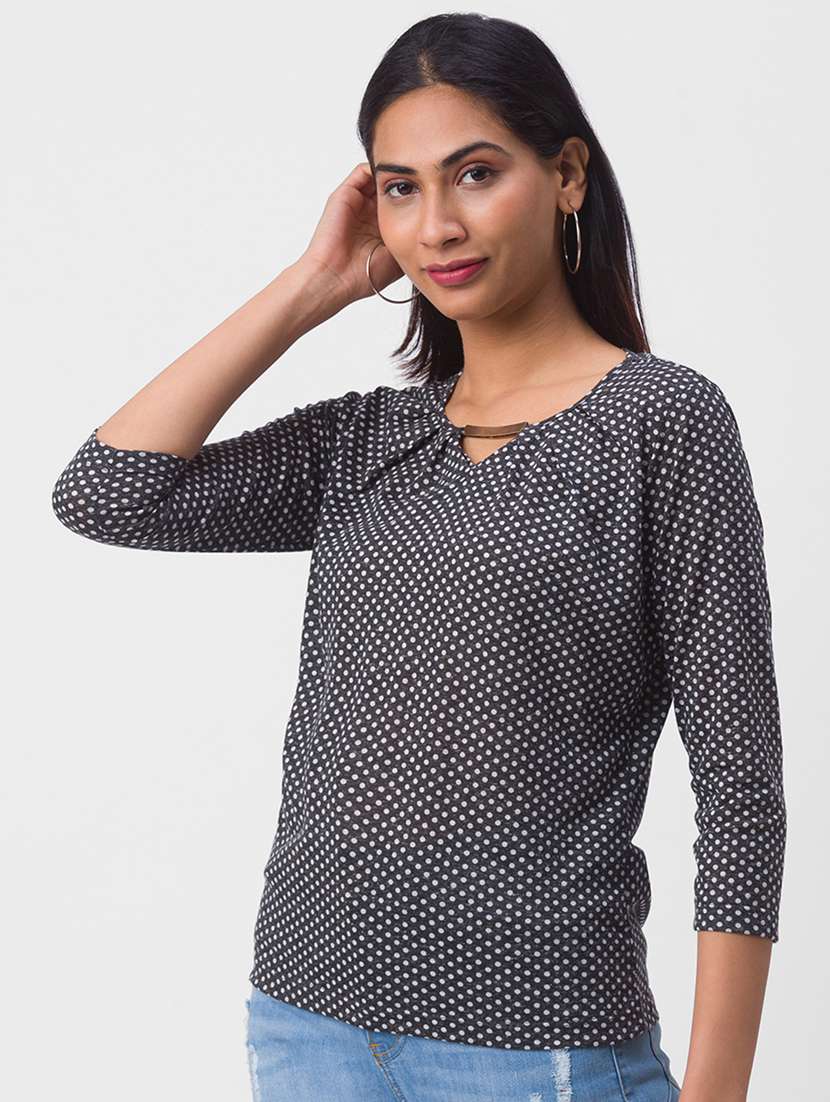 women's straight key hole neck top - 18346127 -  Standard Image - 1