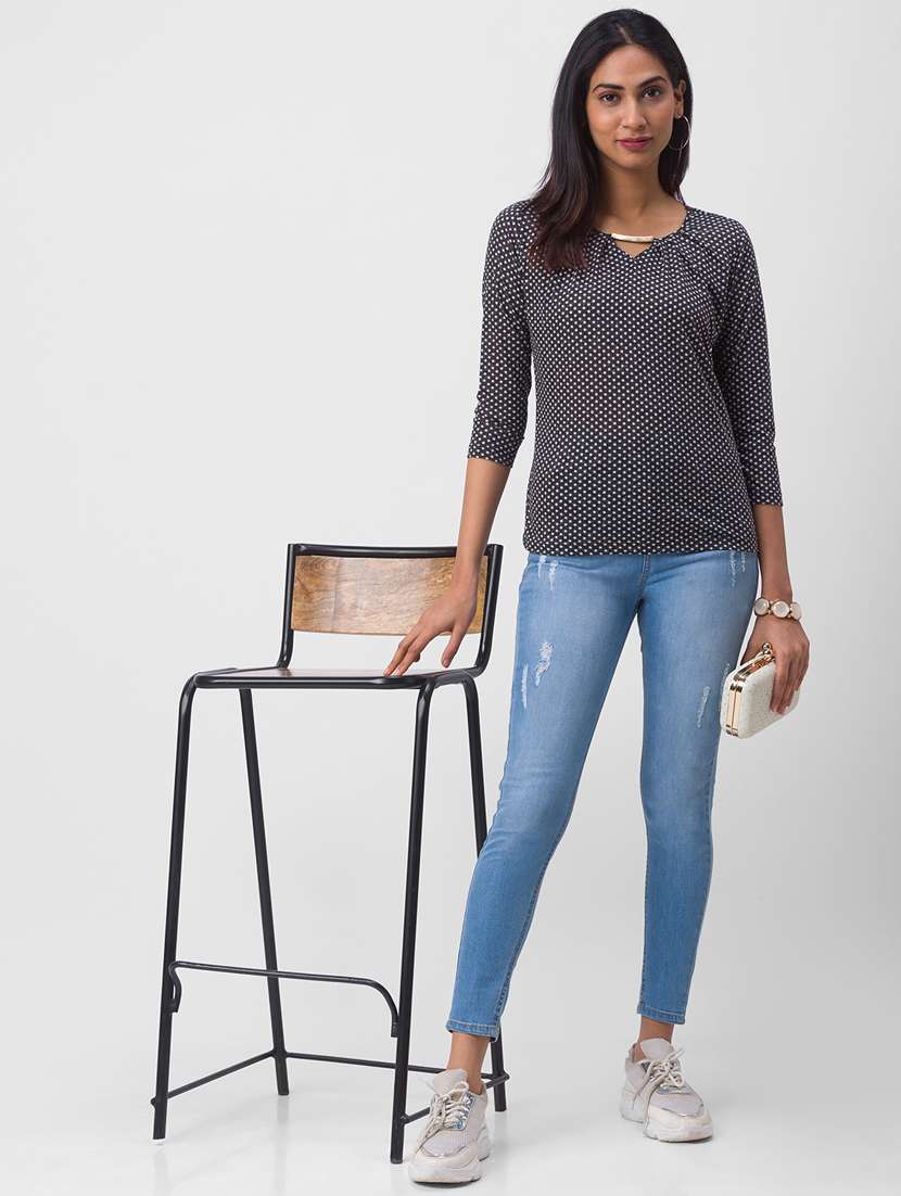 women's straight key hole neck top - 18346127 - Standard Image - 4