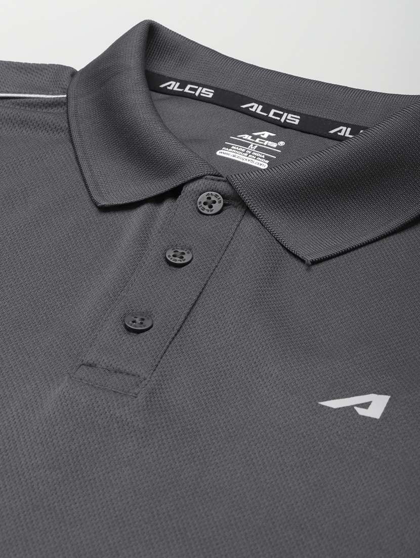 grey color-blocked polo t-shirt - 18346285 -  Standard Image - 4