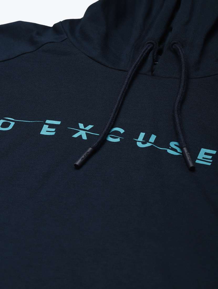 navy-blue chest-printed hooded t-shirt - 18346293 -  Standard Image - 4