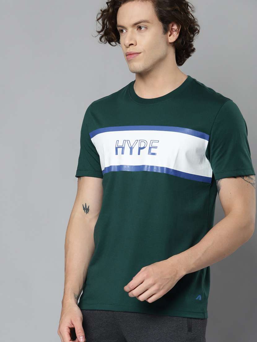 bottle-green chest-printed t-shirt - 18346300 - Standard Image - 1