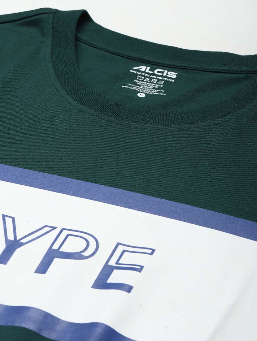 bottle-green chest-printed t-shirt - 18346300 - Standard Image - 4