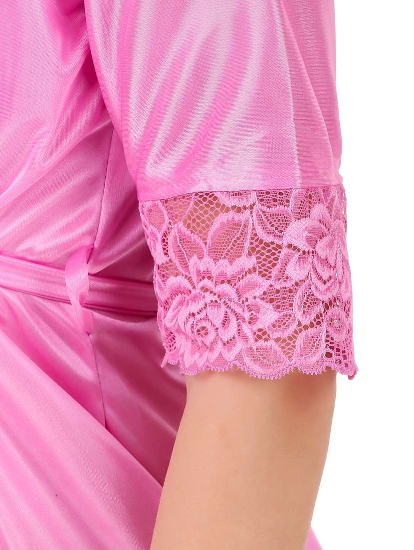 pink solid sleepwear robe set - 18346420 - Standard Image - 4