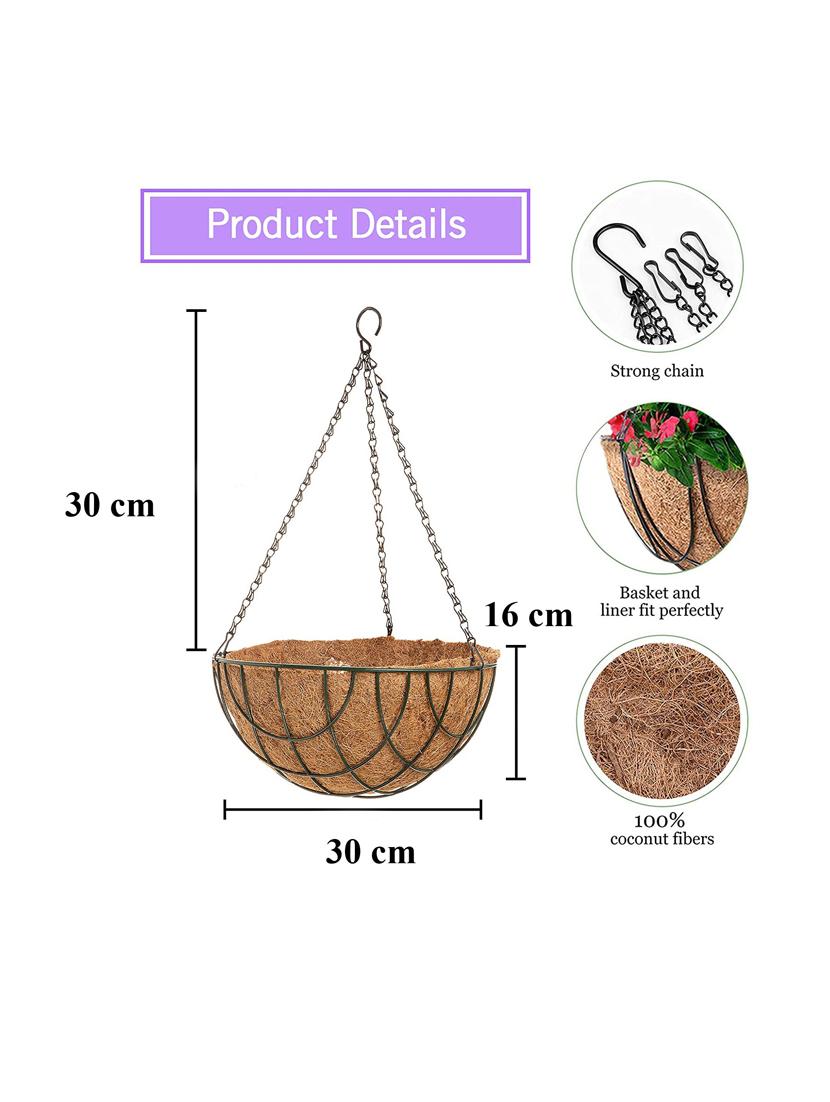 coirgarden-coir hanging round basket-hanging flower plant pots with balcony-water hanging baskets- (12 inch)-pack of 4 - 18346550 -  Standard Image - 1