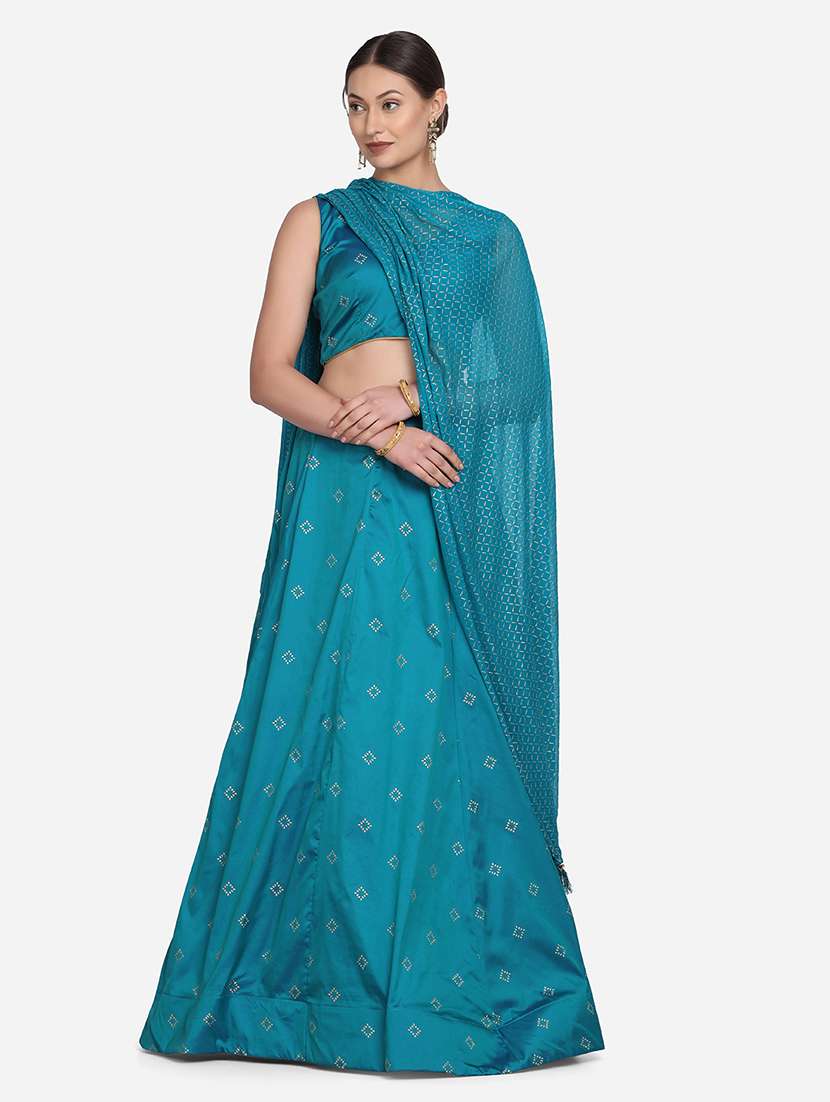 green net flared lehenga