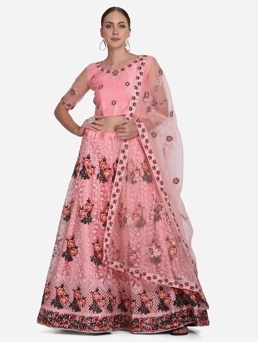 peach art silk flared lehenga - 18346649 -  Zoom Image - 0