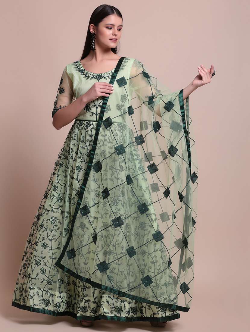 green net semistitched suit