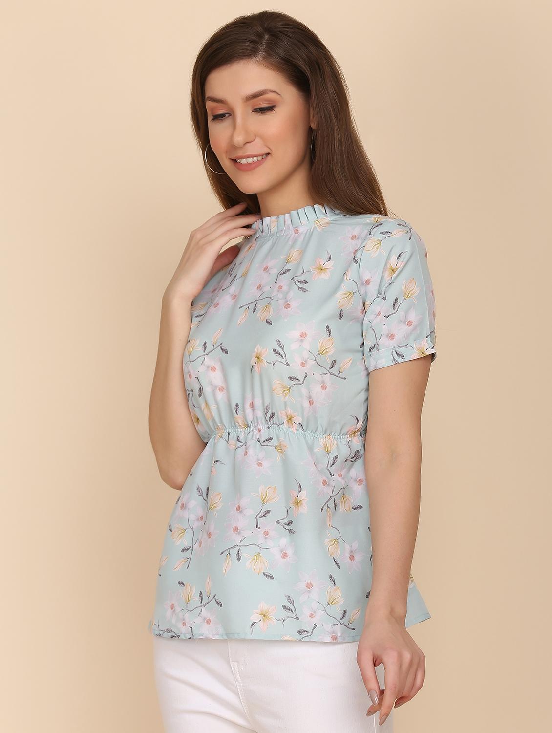 crew neck floral print top - 18346880 -  Standard Image - 1